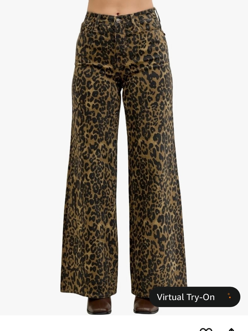 NWOT Judy Blue High Rise Retro Wide Leg Leopard Jeans. Size 7/28.